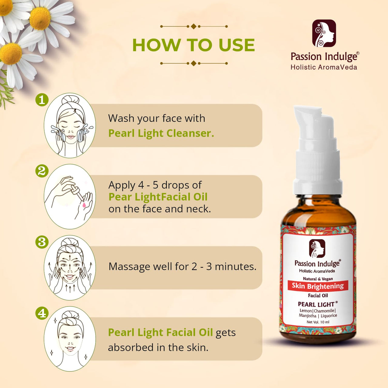 Passion Indulge - Pearl Light Skin Brightening Facial Oil for Clear Complextion -10ml