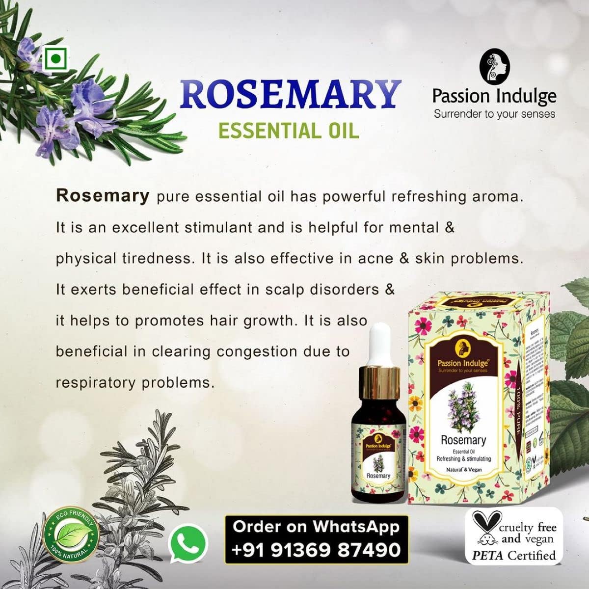 Passion Indulge Hair Fall Control Combo Kit - With Rosemary Essential oil Activator 10ml & Neuropassit NTstress Hair fall control & Cooling oil 100ml