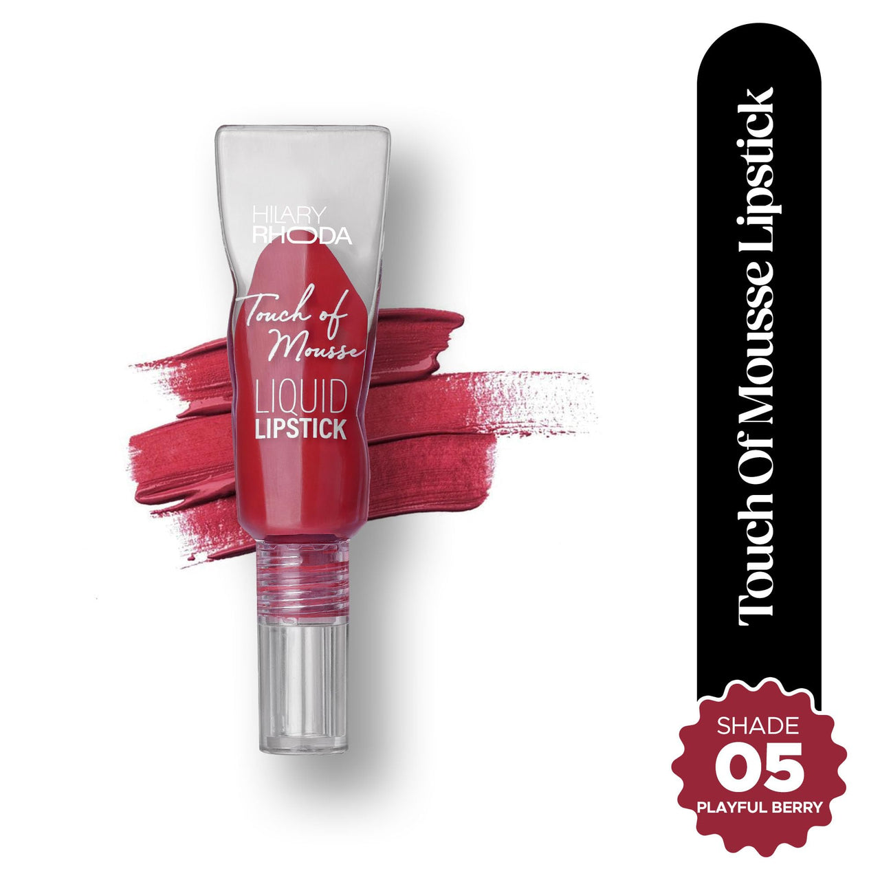 Hilary Rhoda Touch Of Mousse Lipstick | Matte Finish & Long Lasting | Infused with Vitamin E | Weightless & Liquid Lipstick with Mousse Finish | Smudge & Water Proof | Vegan - 5ml (Playful Berry - Shade 05)