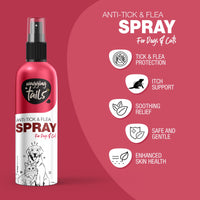 Wagging Tails Anti-Tick & Flea Spray for Dogs & Cats - 200ml | Reduces Flea Allergies, Ticks & Skin Irritations | Natural Ingredients, Easy to Apply | Non-Toxic, Safe for Pets