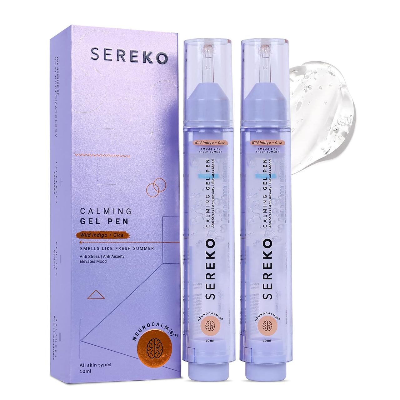 SEREKO Calming Under Eye Cream Gel Pen with Cica & Wild Indigo | Instant Cooling Relief | Stress-Reducing Formula | Reduces Dark Circles, Wrinkles & Fine Lines Suitable for Men & Women – 20ml (Pack of 2)