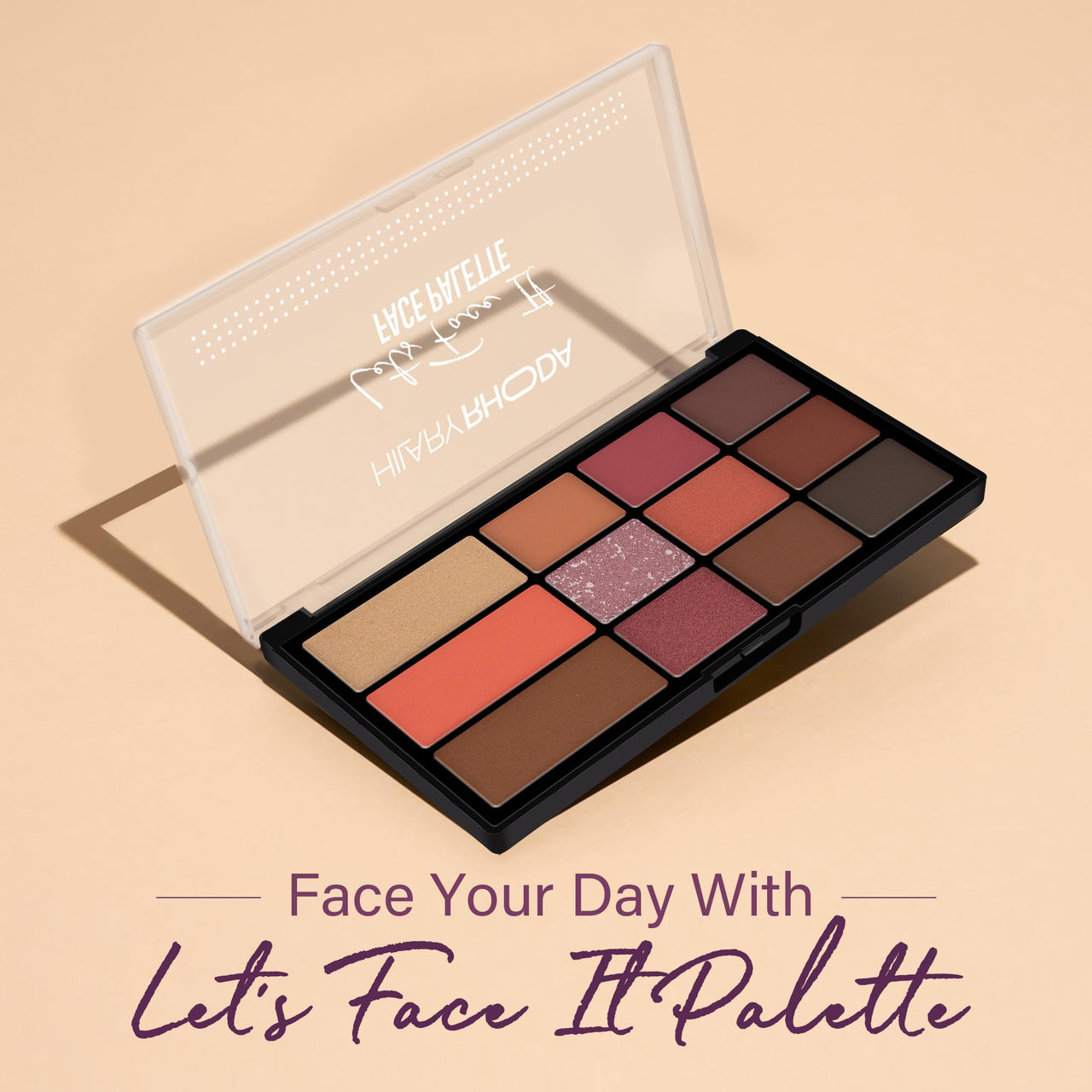 Hilary Rhoda Let’s Face It Face Palette | Highlighter & Blush | Contour | 9 Eyeshadows | Super-Fine Particles | No Fallout | Matte & Shimmer Finish -23.4g (Sun Downer |Shade 02)