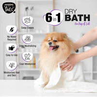Wagging Tails Dry Bath Waterless Shampoo for Pets - 200ml - Pack of 2 | Fresh Natural Fragrance with Deep Cleansing for Grooming and Bathing for Dogs and Cats | Dry Bath waterless Shampoo