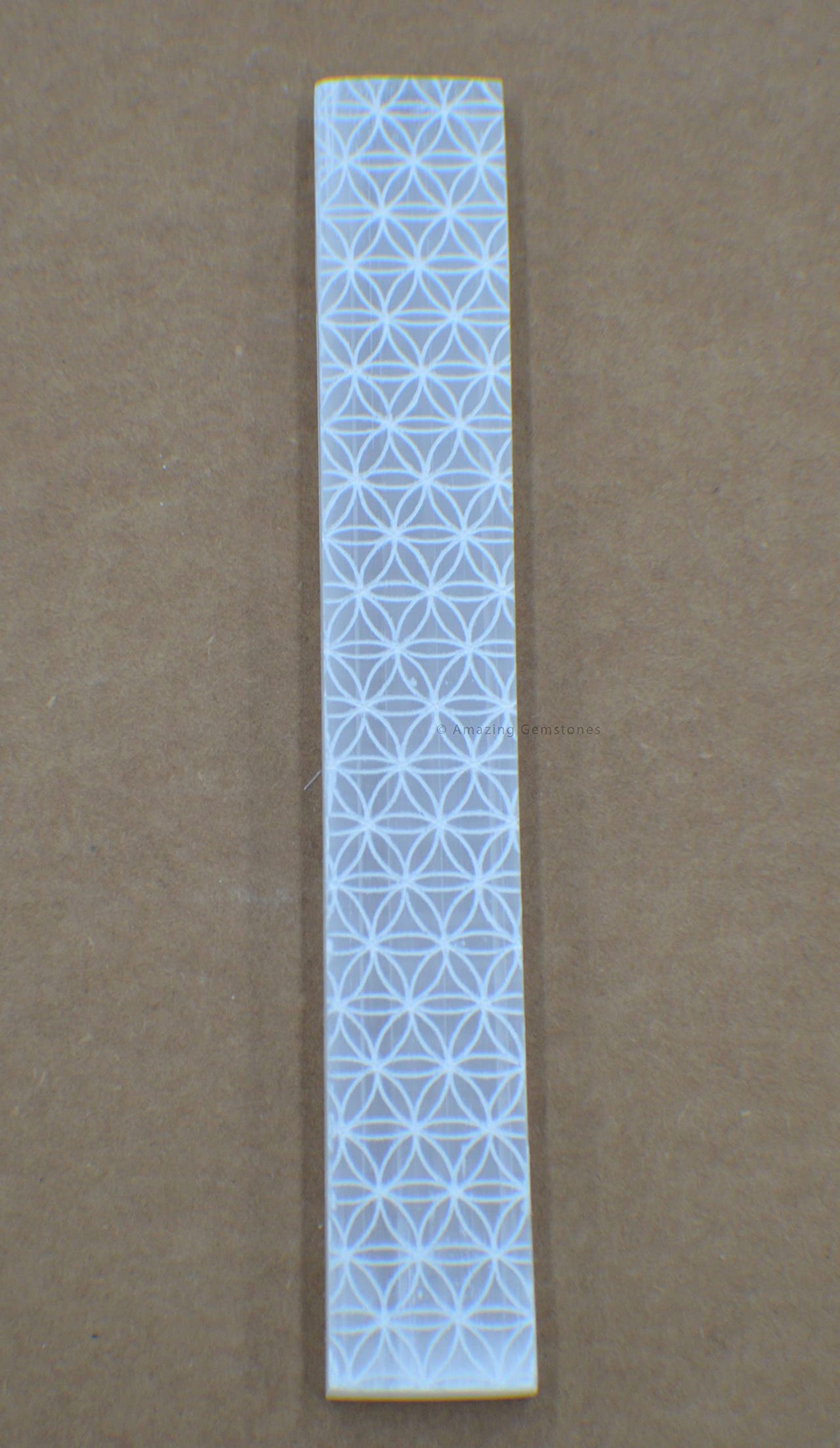 Selenite Crystal Charging Plate For Crystals And Healing Stones, 7.5" Selenite Crystal Plate Engraved Flower of Life Coaster For Home Office Table Decor (Selenite Stick) Rectangle