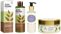 Just Herbs Hair Care & Hair Growth Combo With Conditoner For Normal Hair, Shampoo & Hair Mask, 3 count (Neem and Alma)