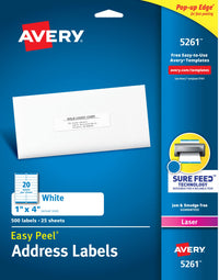 Avery Easy Peel Printable Address Labels with Sure Feed, 1