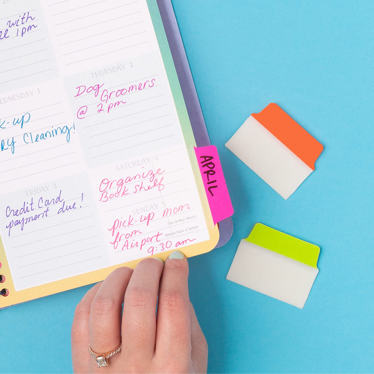 Avery Multiuse Ultra Tabs, 2" x 1.5", 2-Side Writable, Neon Pink/Green/Orange, 24 Repositionable Tabs (74753) 24 tabs Assorted Neon