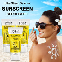 Globus Naturals Sunscreen with Ultra Sheen Defense, SPF 50 PA+++, UVA & UVB Protection, Lightweight & Non-greesy Formula, Normal to Oily Skin, 50 gm (Pack of 3)