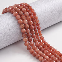 60pcs 6mm Natural Stone Beads Sunstone Chalcedony Beads Energy Crystal Healing Power Gemstone for Jewelry Making, DIY Bracelet Necklace