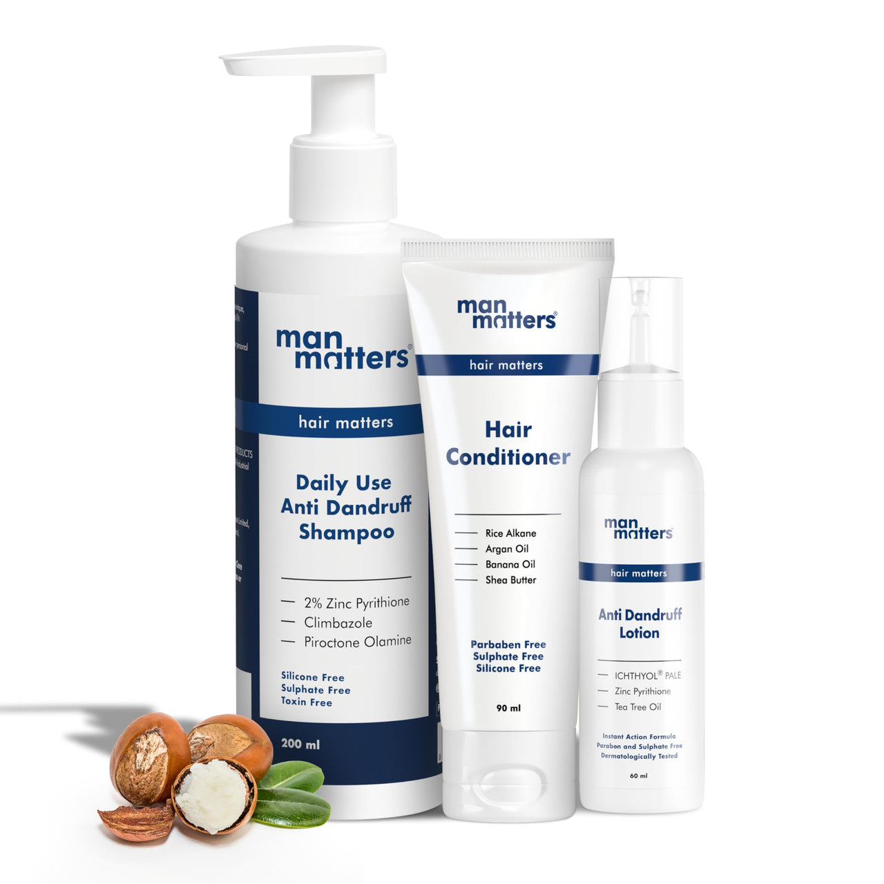 Man Matters Daily Use Anti-Dandruff Kit | Dandruff Removal Lotion, Daily Use Anti-Dandruff Shampoo & Conditioner (350ml) | Targets Dandruff & Relieves Scalp Irritation