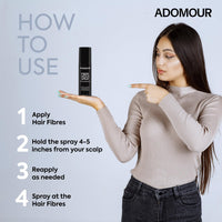 Adomour Thick Fiber Hold Spray 100ml | 2-in-1 Strong Hold Hair Fiber Lock & Setting Spray for Men & Women | Flaxseed, Aloe Vera & Green Tea | Non Greasy, Long Lasting | For All Hair Types & Fibers