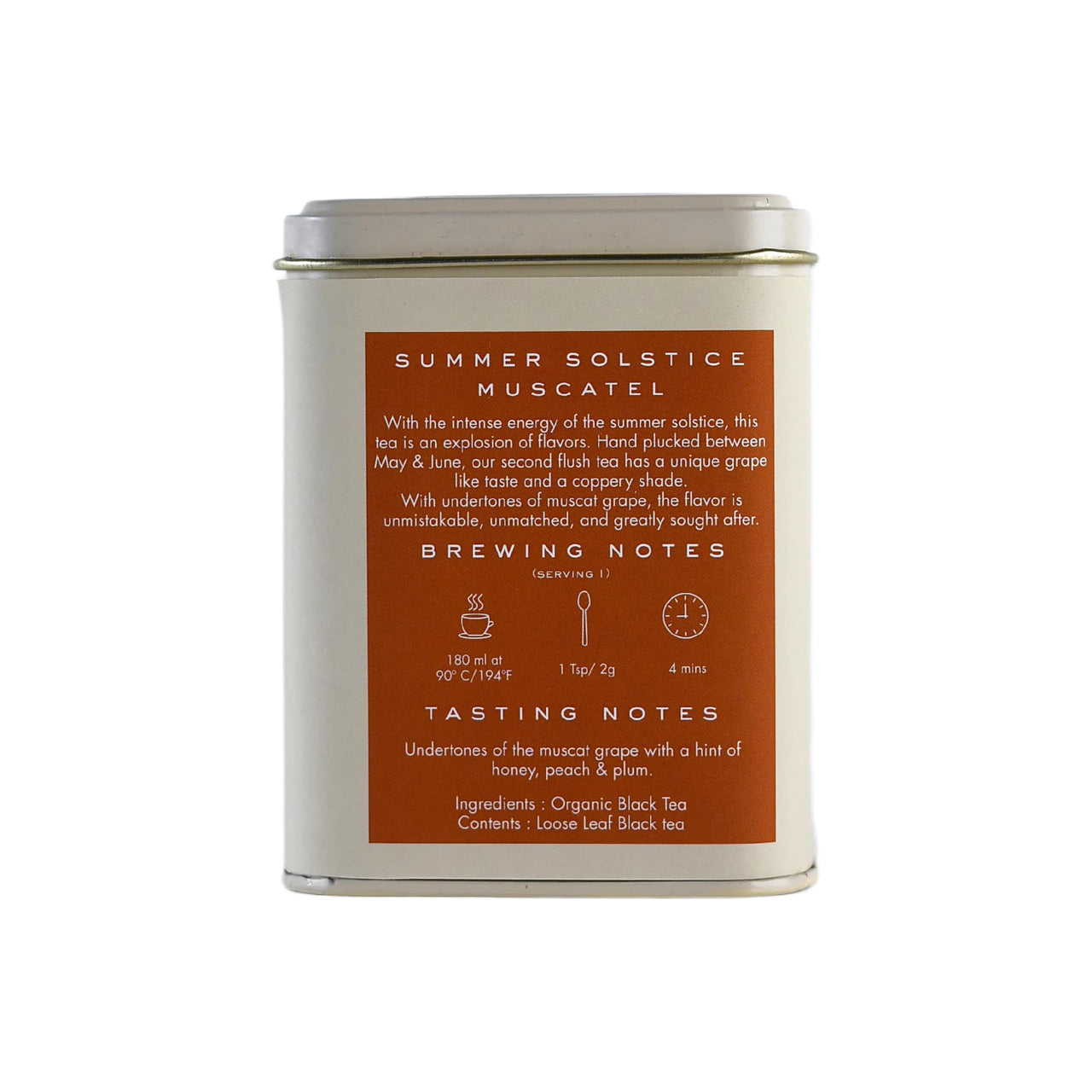 Tea Treasure Makaibari Summer Solistice Mascatle | 100 gm Tin caddy | Second Flush Black Tea | Loose tea | Black tea | Organic Certified | Whole Leaf Tea