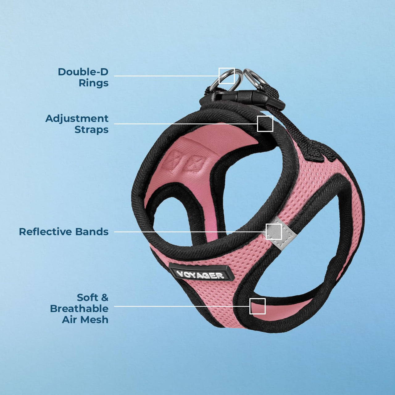 Voyager Step-In Air Dog Harness - All Weather Mesh Step In Vest Harness For Small And Medium Dogs By Best Pet Supplies - Pink Base, S Harness (Pink/Black Trim) S (Chest: 14.5 - 16")