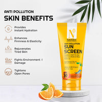NutriGlow Advanced Organics Anti Pollution Sun Screen SPF 30 PA+++ With Aloe Vera Extract For Non Greasy Daily Moisturizer, Dry, Damage and Tan Free Skin, All Skin Types, 100 ml