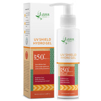 Lass Natural UV Shield Hydro Gel Sunscreen SPF 50+ PA+++ | Aqua Gel Sunscreen for Dry, Normal & Sensitive Skin | Broad Spectrum Protection | No White Cast | For Men & Women | 100gm