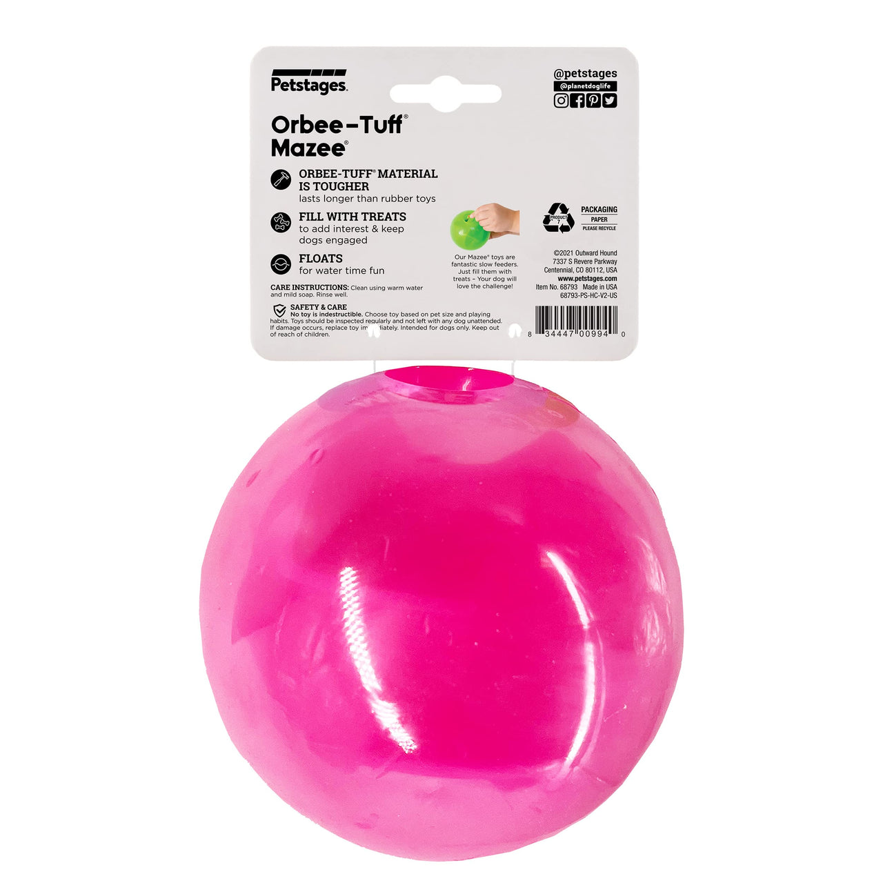 Planet Dog Orbee-Tuff Mazee Interactive Treat Dispensing Puzzle Dog Toy, Pink