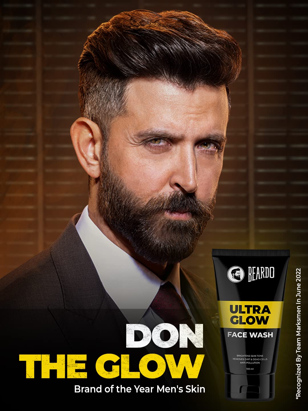 Beardo Ultraglow Face Wash for Men | Red Algae, White Lily & Menthol for Brightened, Hydrated and Refreshing Skin | Face Wash for Tone Brightening and Glowing Skin | Suitable for All Skin Types | 100ml