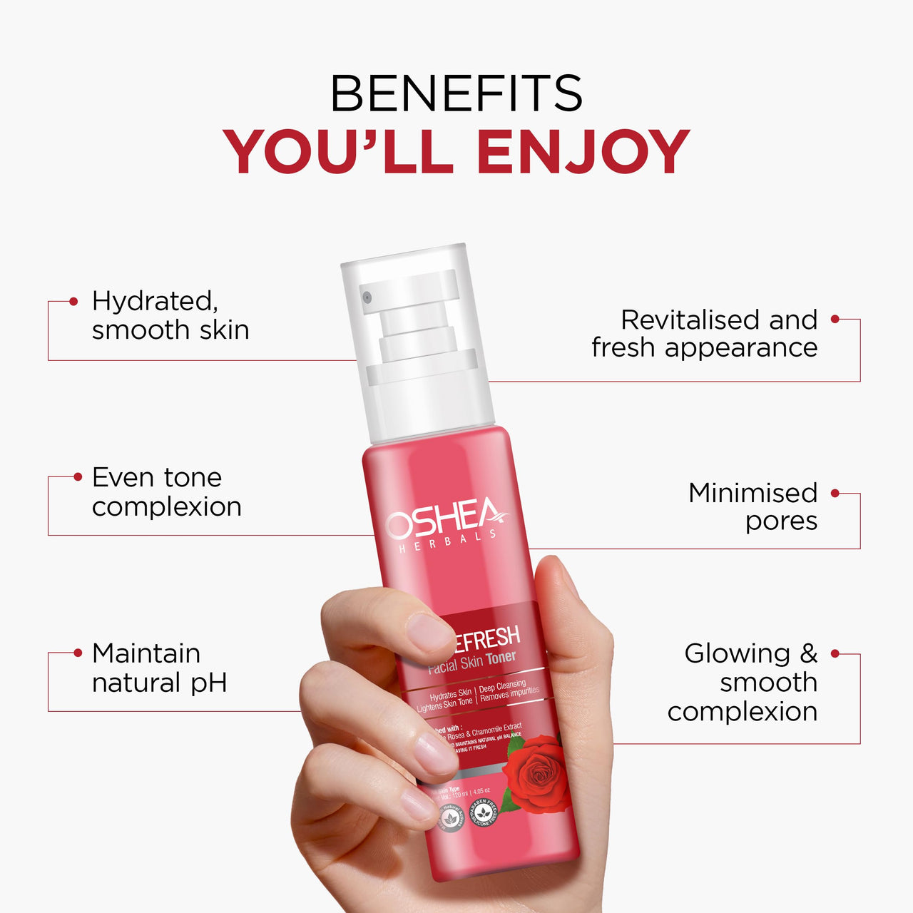 Oshea Herbals Rose Fresh Skin Toner For Normal to Oily Skin Type | Controls Oil, Cures Pimples, Minimise Pores & Hydrates with Healthy Glowing Skin - 120ml… (Pack of 2)