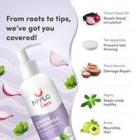 Mylo Care Anti Hair Fall Shampoo 200ml| Contains Onion Oil, Bhringraj and Plant Keratin for Hair Fall Control and Frizz Free Hair|No Silicones|No Parabens