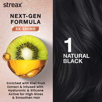 Streax Gel Hair Colour for Women & Men, Natural Black 1, 150 ml I Black I Ammonia Free, Hair Dye |Permanent Hair Colour| 100% Grey Coverage| Brown Hair Color|Lasts Upto 20 Washes