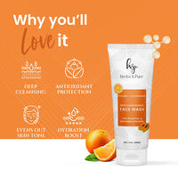 Herbs and Pure Vitamin C & Glutathione Face Wash (100ML) for Glowing Skin & De tan Scrub (100ML) for Anti Pigmentation- Pack Of 2