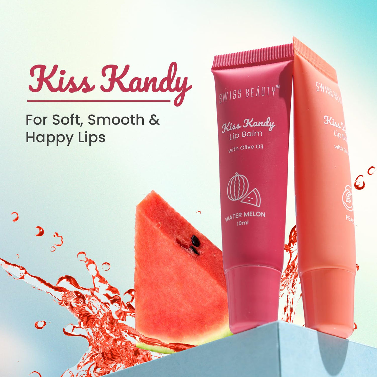 Swiss Beauty Kiss Kandy Lip Balm with Olive Oil | Moisturising | Non-Sticky | Soft & Smooth Lips | Shade - Pomegranate, 10ml