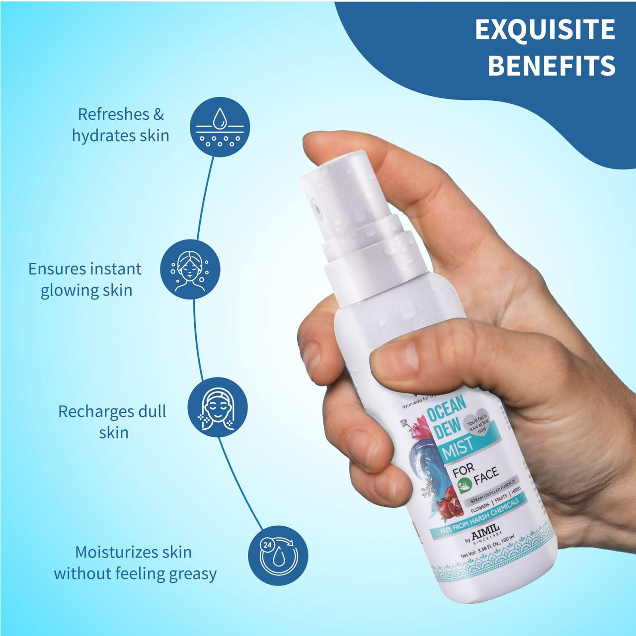 Ayouthveda Luxury Hair & Skin Care Gift Box | includes Pearly White Face Wash, Anti-Hairfall Shampoo & Ocean Dew Mist | for Glowing & Rejuvenated Skin | Valentine Day Giftset (Pack of 3)