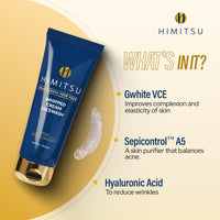 Himitsu Vitamin C & Hyaluronic Acid Face Wash for Brightening, Deep Cleaning, Hydrating & Moisturising Gentle Whipped Cream Texture Facial Cleanser with Glycine & Cinnamon for All Skin Types 100g