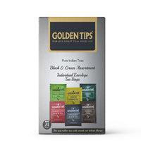 Golden Tips-Tea Bags 100% Pure Indian Black & Green Assortment Individual Tea Bags | 24 Tea Bags | 48 Grams