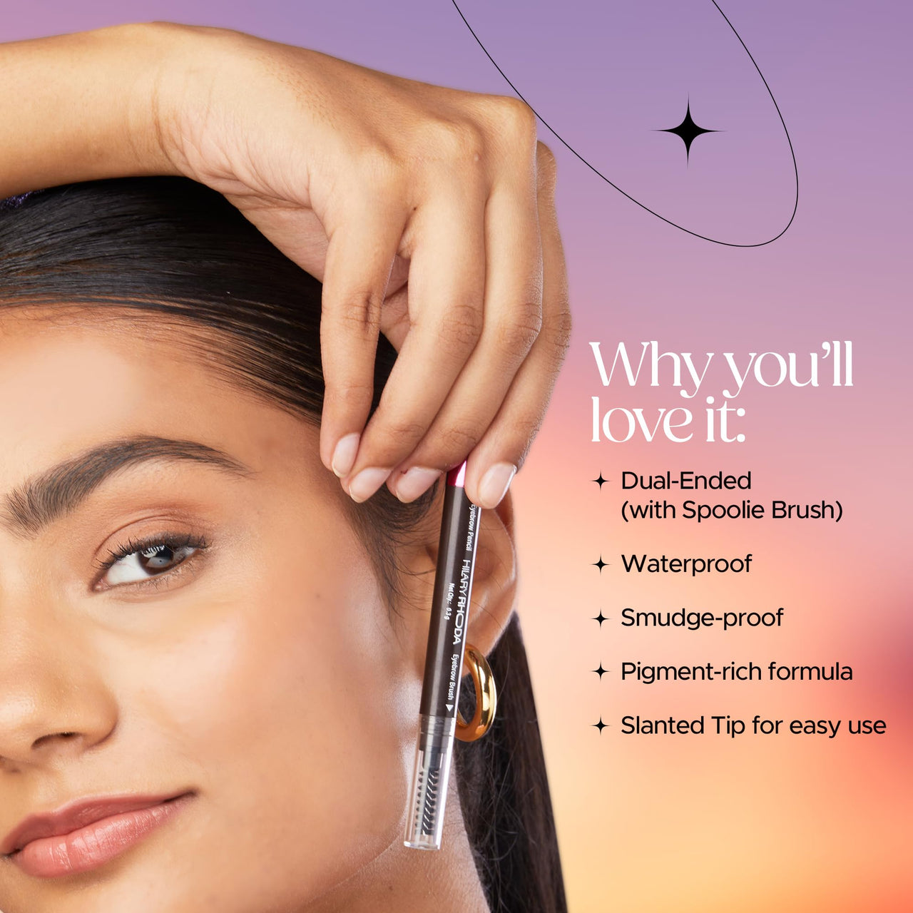 Hilary Rhoda Brow Artist Eyebrow Pencil | Dual-Ended & Natural Finish | Smudge-Proof & Long-Lasting Eyebrow Pencil |0.3g (Light Coffee - Shade 03)