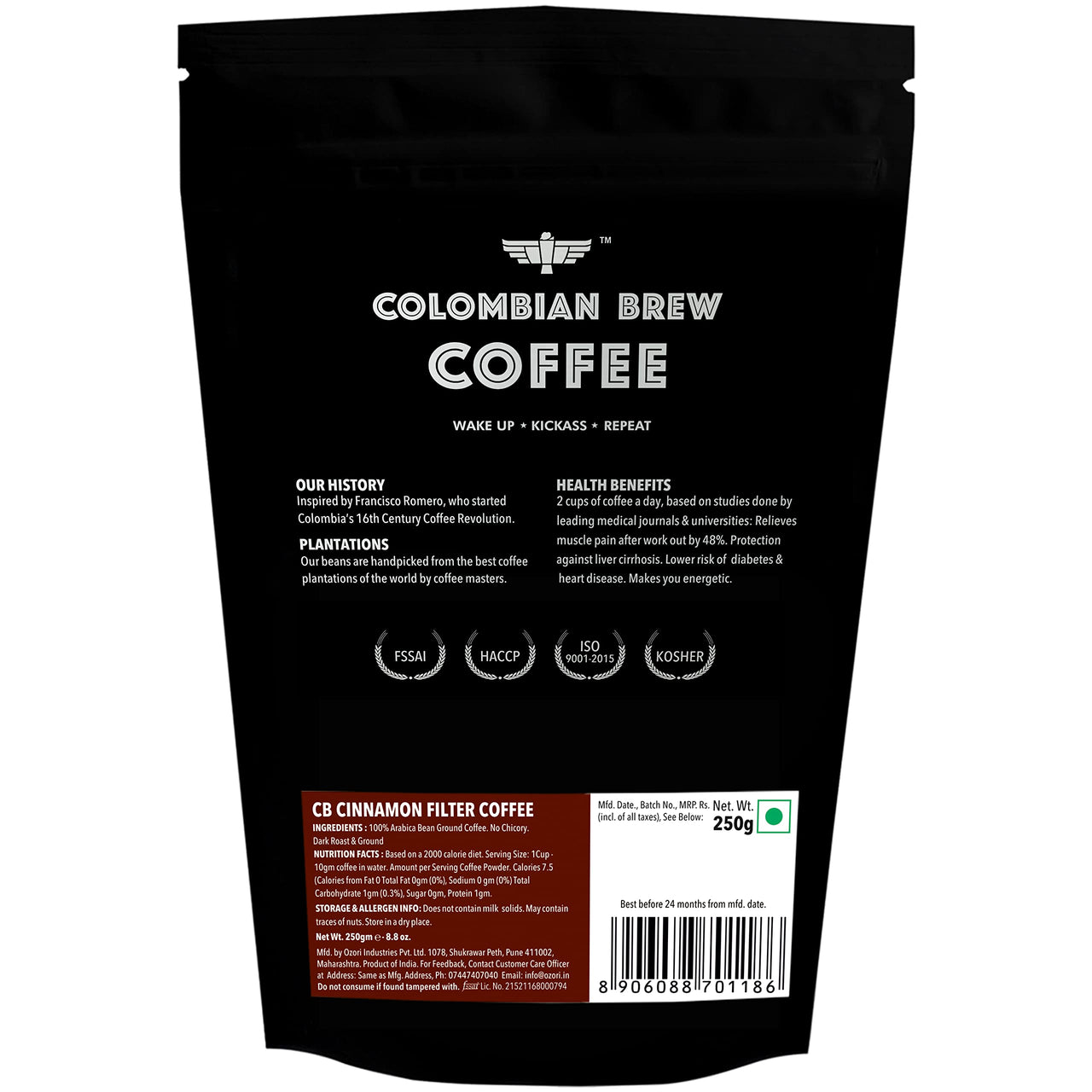 Colombian Brew Cinnamon Filter Coffee Powder, Arabica Roast & Ground, 250g & Colombian Brew Mint Filter Coffee Powder, Arabica Roast & Ground, 250g