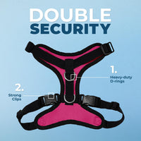 Voyager Step-in Lock Pet Harness - All Weather Mesh, Adjustable Step in Harness for Cats and Dogs by Best Pet Supplies - Fuchsia/Black Trim, XL