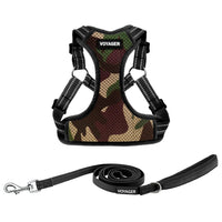Best Pet Supplies Voyager Adjustable Dog Harness Leash Set with Reflective Stripes for Walking Heavy-Duty Full Body No Pull Vest with Leash D-Ring, Breathable All-Weather - Army/Black Trim, L Harness Leash Set (Army Base) L (Chest: 20 - 25