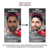 Revlon Top Speed Hair Color for Men Natural Black with Outrageous Conditioner 190ml | 100% Grey Coverage in 5 Minutes | Infused with Mother of Pearl and Ginseng Root extract | Prevent Fading, add Volume, Softness & Shine to Hair