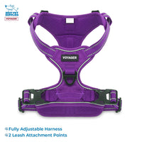 Voyager Dog Harness Dual Leash Attachment No-Pull Control Adjustable Soft but Strong Pet Harness for Medium and Large Dogs with 3M Reflective Technology - Harness Leash Set (Purple Lattice), M M (Chest: 20 - 25