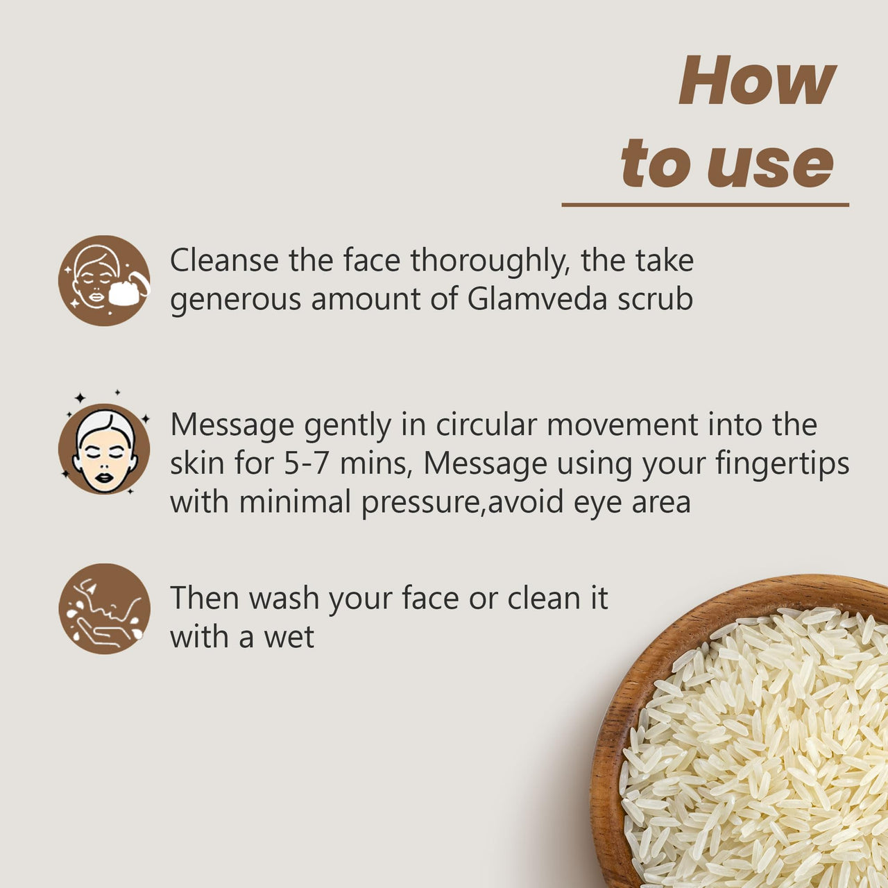 Glamveda Rice Water Brightening Face Scrub For Women | For Lightens Skin | Reduces Pigmentation & Tanning | Paraben Free | 100gm