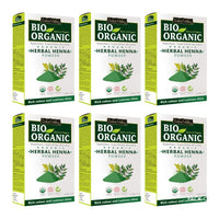 INDUS VALLEY 100% Certified Organic Herbal Henna Powder, 100g each (Pack of 6) - Green