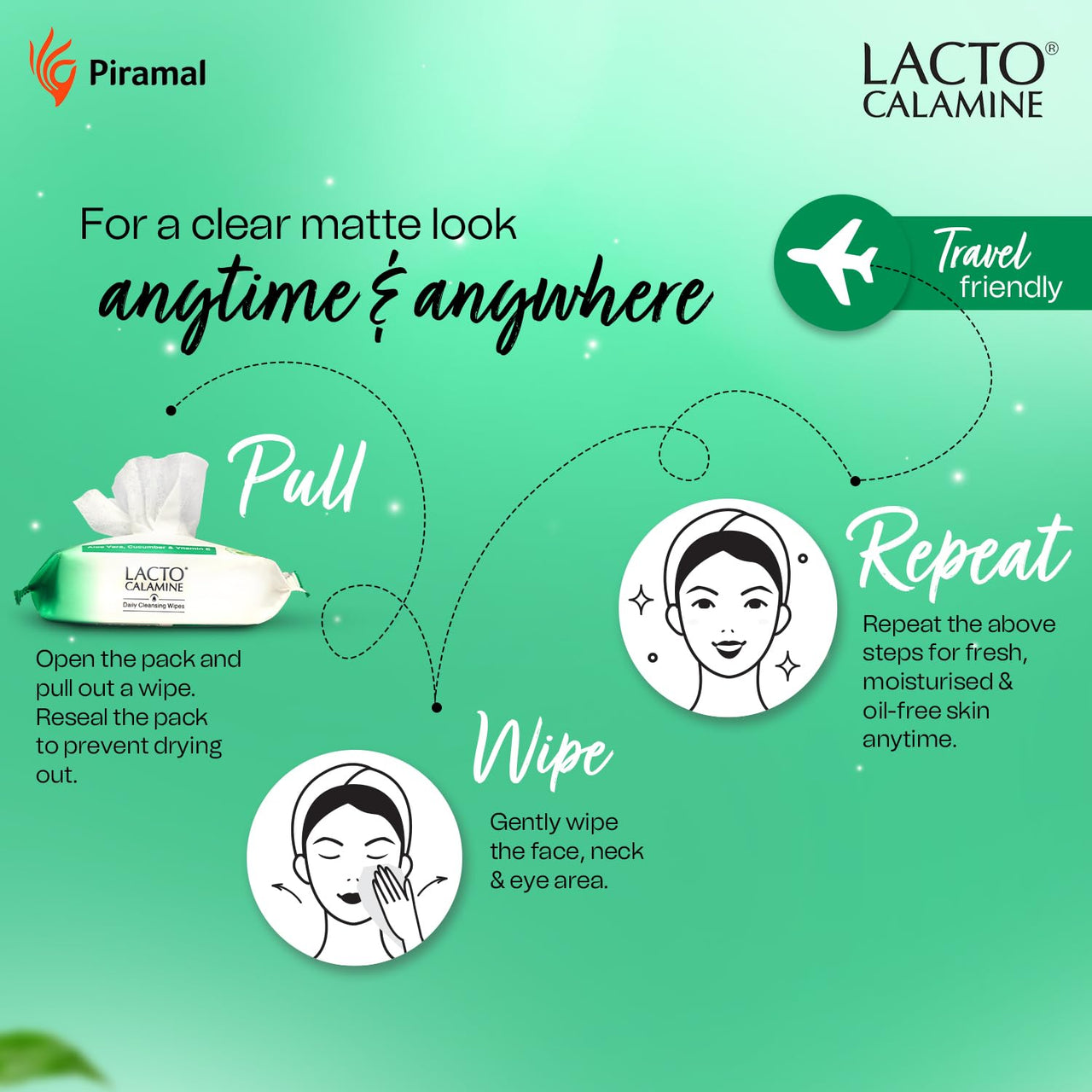 Lacto Calamine Daily Cleansing Facial Wipes 25N Each- Pack of 12 | Wet Wipes for Face with Aloe Vera, Cucumber & Vitamin E | Makeup Remover Wipes| Hydrating,Refreshing, Soothing|Paraben & Alcohol Free