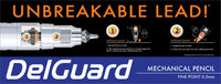DelGuard Mechanical Pencil, Fine Point, 0.5mm, White Barrel, Lead Refills, Refillable, 3-Pack (58613) White/White/White