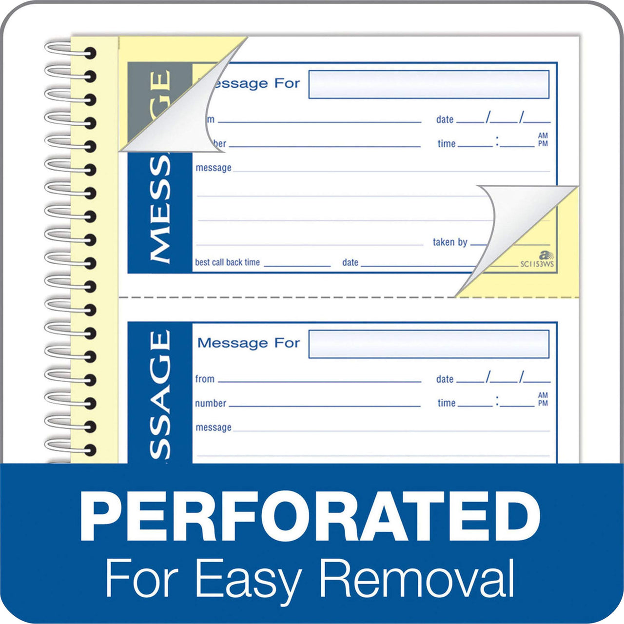 Adams Write 'N Stick Message Pad, 2-Part, Carbonless, Blue, 5-1/4" x 11", 200 Sets per Book (SC1153WS) (Pack of 2) 200 Count (Pack of 2)
