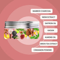 WildOak Tulsi, Neem, Kesar & Multani Mitti Face Scrub & Mask | Anti-Acne & De-Tan | Fights Aging & Hyperpigmentation | Opens Pores & Exfoliates | Detoxifying Face Pack with Powerful Herbs | 100g