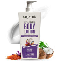ORGATRE Kesar Glow Body Lotion for Dry Skin | Coconut Milk & Saffron | Deep Moisturization & Brightening | 24H Intense Hydration | For Women, Men & Kids | Antioxidant Protection – 400ml