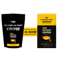 COLOMBIAN BREW COFFEE Pure Instant Coffee Powder, Strong 100g, Box & Colombian Brew Hazelnut Instant Coffee Powder, No Sugar Vegan, 50gm