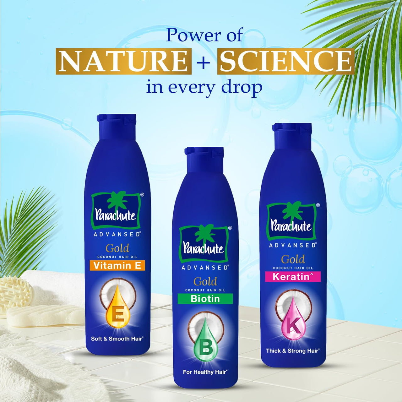 Parachute Advansed Gold Biotin & Coconut Hair Oil | Deep Nourishment for Fuller Hair| No Paraben or Silicone | 300ml