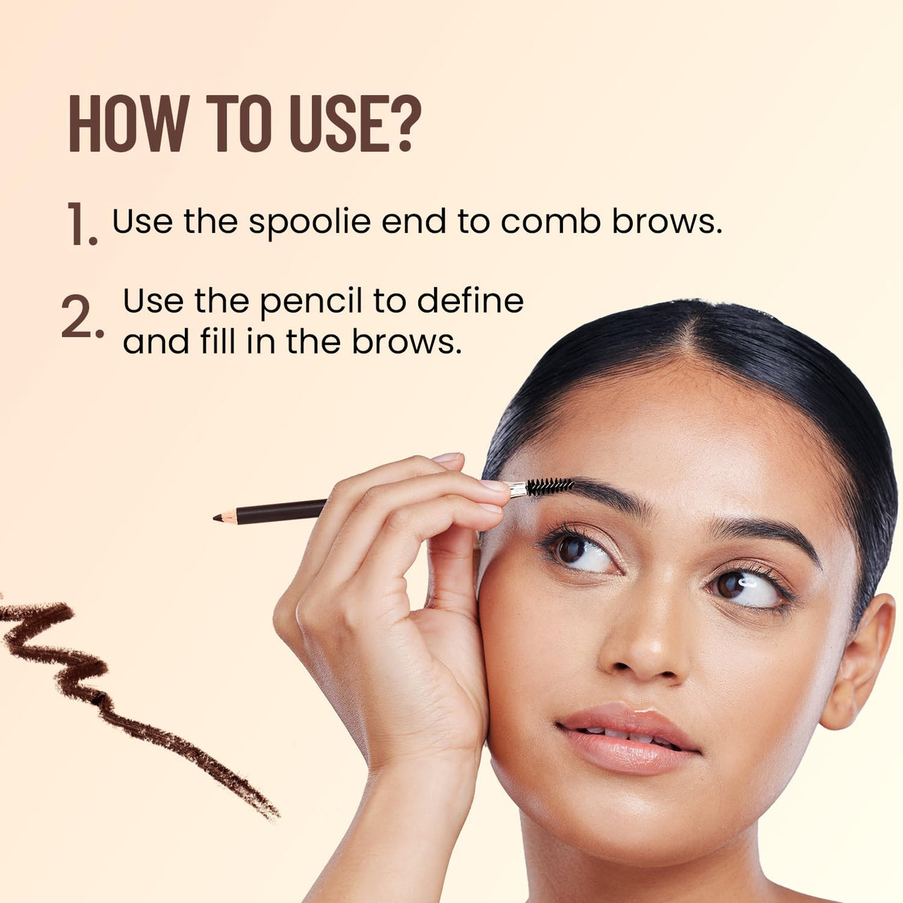 Swiss Beauty Eyebrow Definer Pencil With Spoolie | Smudge Proof, Waterproof And Pigmented Eyebrow Pencil |Shade - Deep Brown, 1.5Gm |