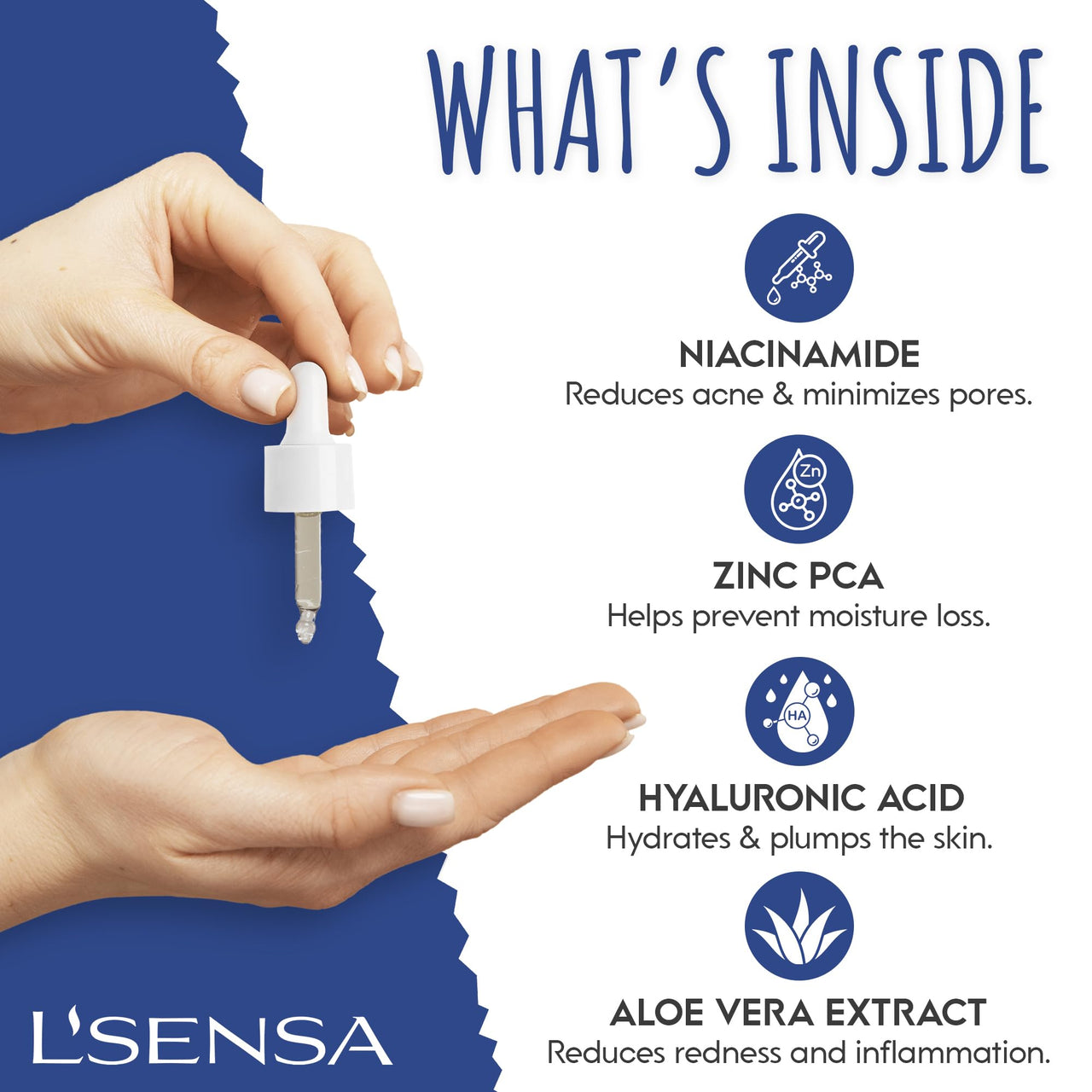 L'SENSA 10% Niacinamide Serum | Face Serum | Oil Free Radiance, Even-Toned skin, Clears Blemishes, Reduces Sebum & Pores | For All Skin Types | 10 ML.
