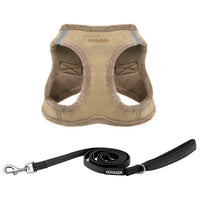 Voyager Step-in Plush Dog Harness – Soft Plush, Step in Vest Harness and Reflective Dog 5 ft Leash Combo with Neoprene Handle for Small and Medium Dogs by Best Pet Supplies -Set (Latte Suede), XS Harness Leash Set (Latte Suede) XS (Chest: 13 - 14.5