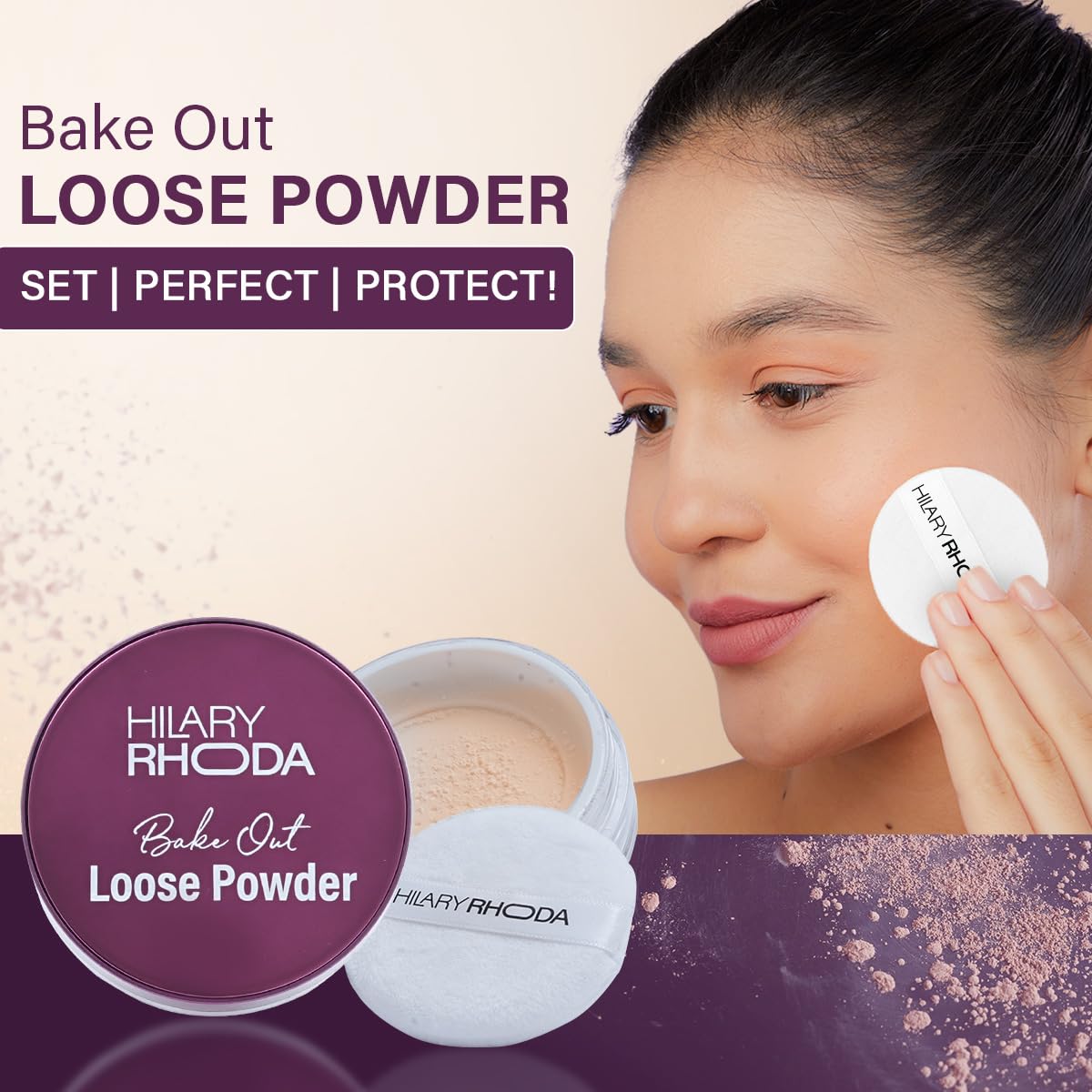 Hilary Rhoda Bake Out Loose Powder | Setting Loose Powder for Face | Matte Finish & Lightweight Loose Powder | Hides Imperfections | Oil Control Formula | 10gm (Banana | Shade 02)