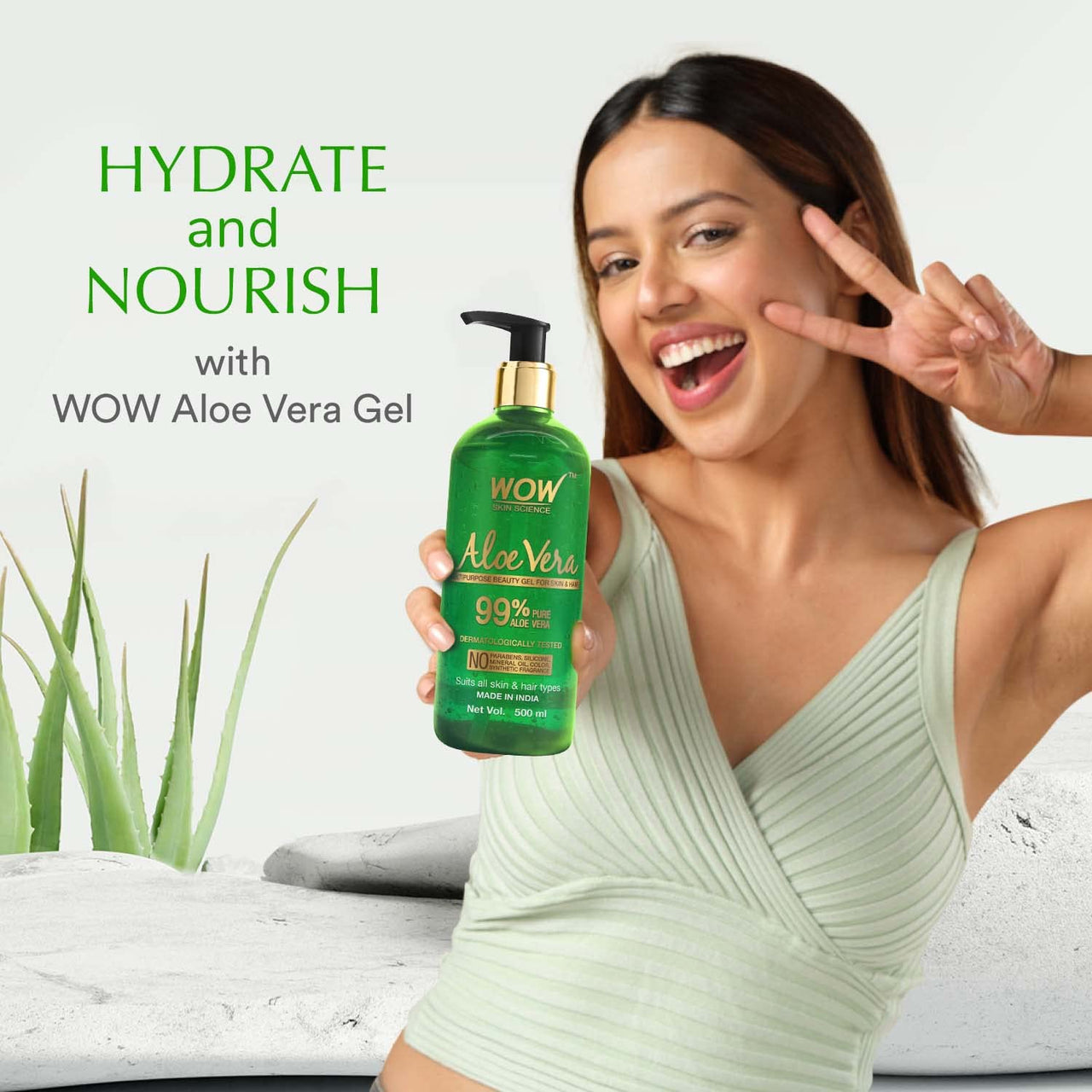WOW Skin Science 99% Pure Aloe Vera Gel for Face, Skin & Hair - 500ml | Ultimate Gel For Glowing Skin | For Both Men and Women | No Parabens, Mineral Oils, Silicones, Color & Synthetic Fragrances