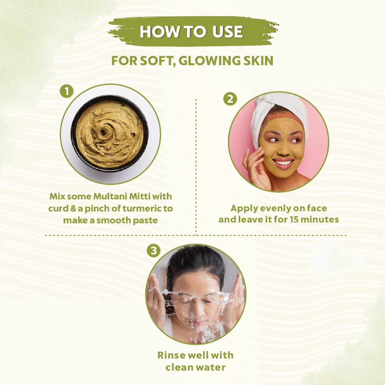 INDUS VALLEY Bio Organic Multani Mitti Powder For Skin, Hair | Fuller's Earth | Bentonite Clay For Glowing Skin, (300g+50g)